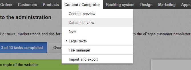 Select datasheet view