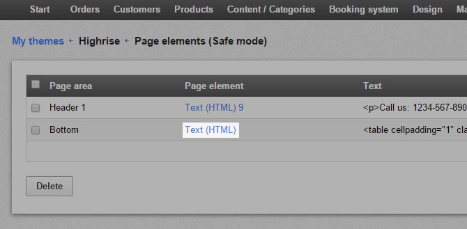 Select page elements